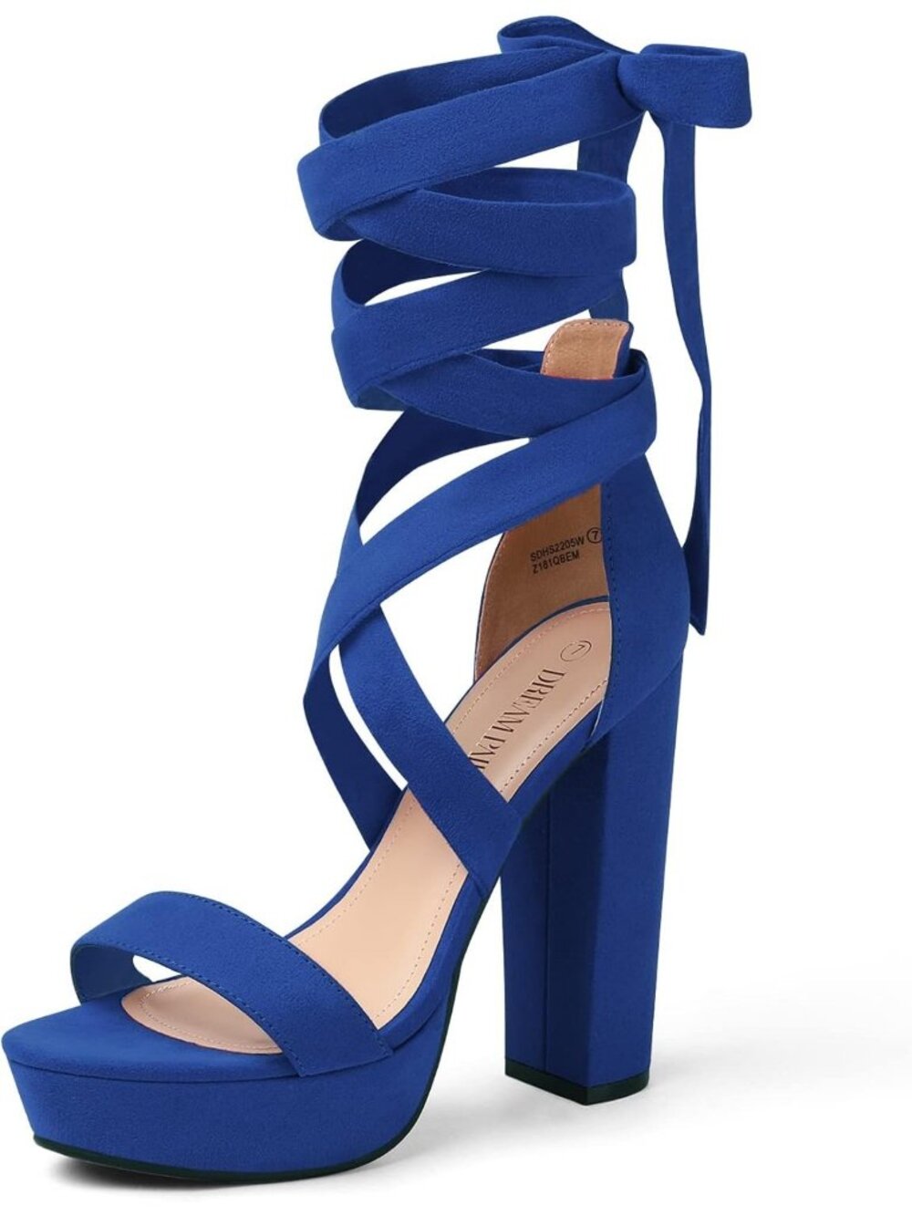 Women's Blue Strappy Gladiator Open Toe Heels Dressy Pumps Sexy Heels Sandals